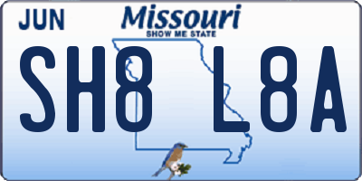 MO license plate SH8L8A