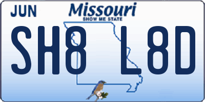 MO license plate SH8L8D