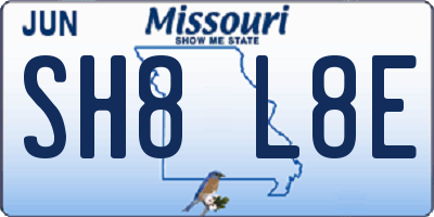 MO license plate SH8L8E