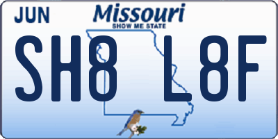 MO license plate SH8L8F
