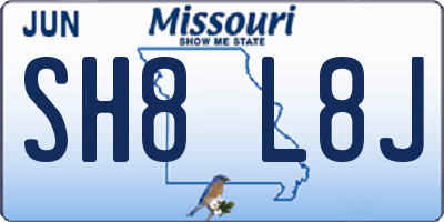 MO license plate SH8L8J
