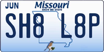 MO license plate SH8L8P