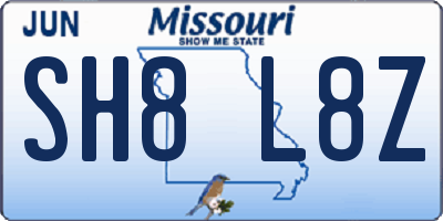 MO license plate SH8L8Z