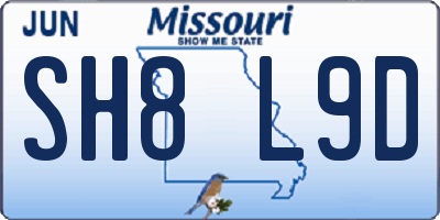 MO license plate SH8L9D