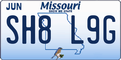 MO license plate SH8L9G