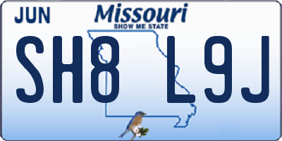 MO license plate SH8L9J