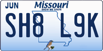 MO license plate SH8L9K