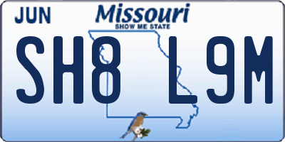 MO license plate SH8L9M