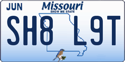 MO license plate SH8L9T