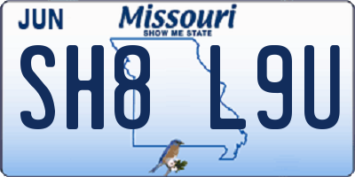 MO license plate SH8L9U