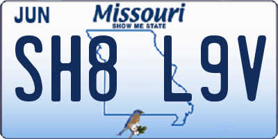 MO license plate SH8L9V