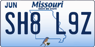 MO license plate SH8L9Z