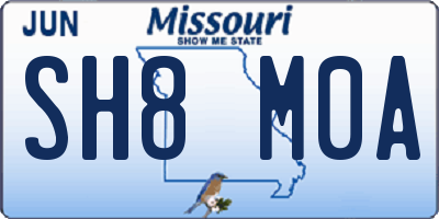 MO license plate SH8M0A