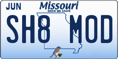 MO license plate SH8M0D