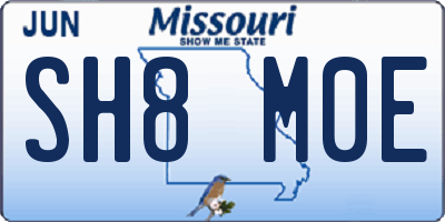 MO license plate SH8M0E