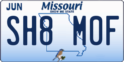 MO license plate SH8M0F