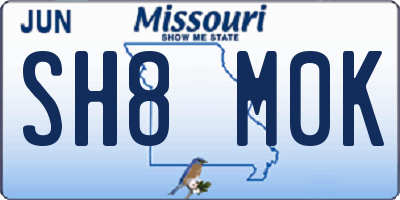 MO license plate SH8M0K