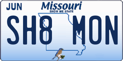MO license plate SH8M0N