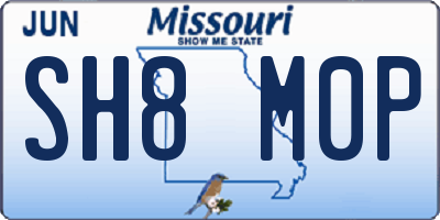 MO license plate SH8M0P