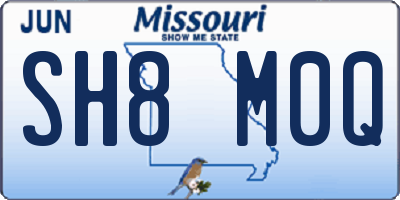 MO license plate SH8M0Q