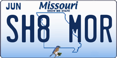 MO license plate SH8M0R
