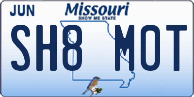 MO license plate SH8M0T