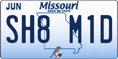 MO license plate SH8M1D