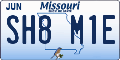 MO license plate SH8M1E