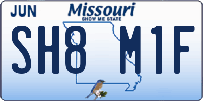 MO license plate SH8M1F