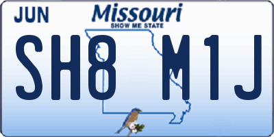 MO license plate SH8M1J