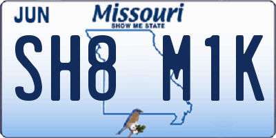 MO license plate SH8M1K