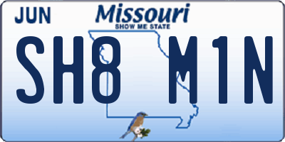 MO license plate SH8M1N