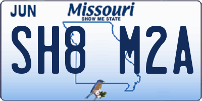 MO license plate SH8M2A