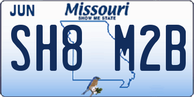 MO license plate SH8M2B
