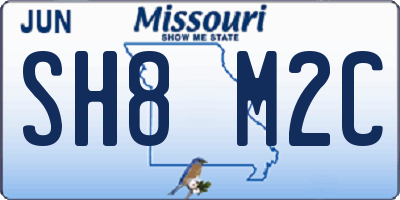 MO license plate SH8M2C