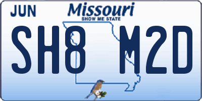 MO license plate SH8M2D
