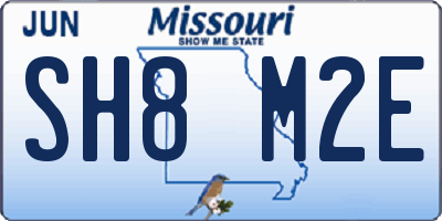 MO license plate SH8M2E
