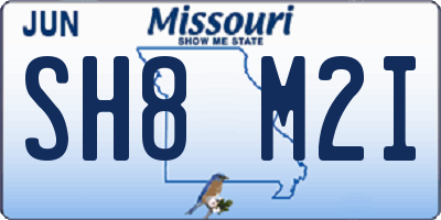 MO license plate SH8M2I