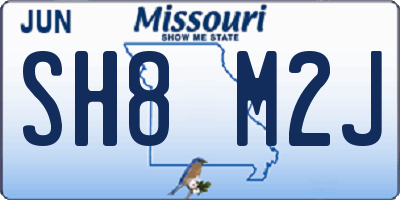 MO license plate SH8M2J