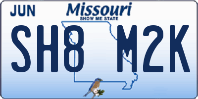 MO license plate SH8M2K