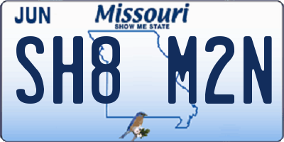 MO license plate SH8M2N