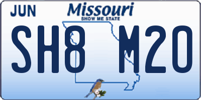 MO license plate SH8M2O