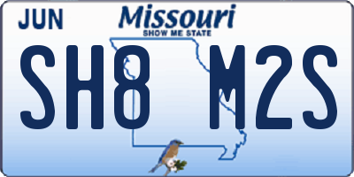 MO license plate SH8M2S