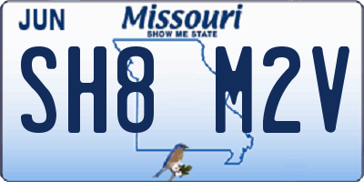 MO license plate SH8M2V