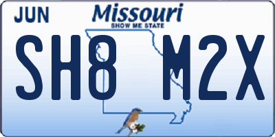 MO license plate SH8M2X