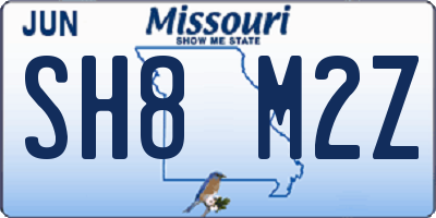 MO license plate SH8M2Z
