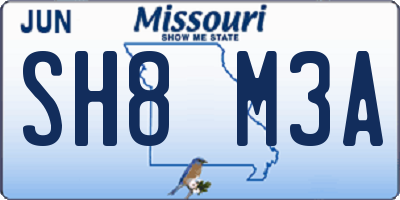 MO license plate SH8M3A