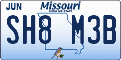 MO license plate SH8M3B