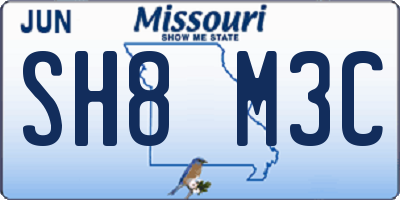 MO license plate SH8M3C