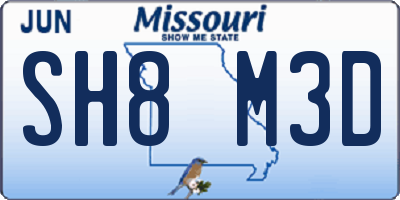 MO license plate SH8M3D